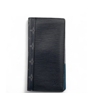 Louis Vuitton Brazza Wallet Epi Monogram Eclipse Black Blue