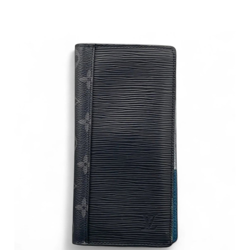 Louis Vuitton Brazza Wallet Epi Monogram Eclipse Black Blue