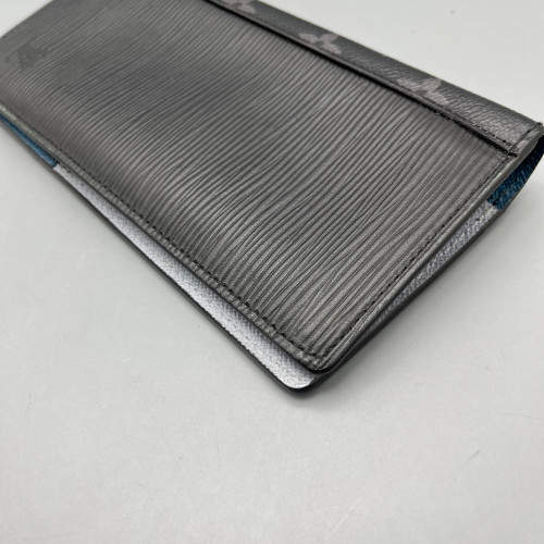 Louis Vuitton Brazza Wallet Epi Monogram Eclipse Black Blue