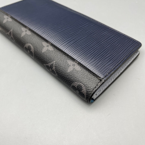 Louis Vuitton Brazza Wallet Epi Monogram Eclipse Black Blue