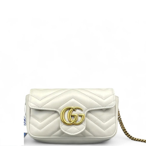 Gucci Diamante Super Mini GG Marmont Calfskin White