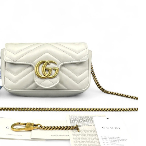 Gucci Diamante Super Mini GG Marmont Calfskin White