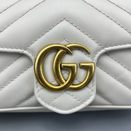 Gucci Diamante Super Mini GG Marmont Calfskin White