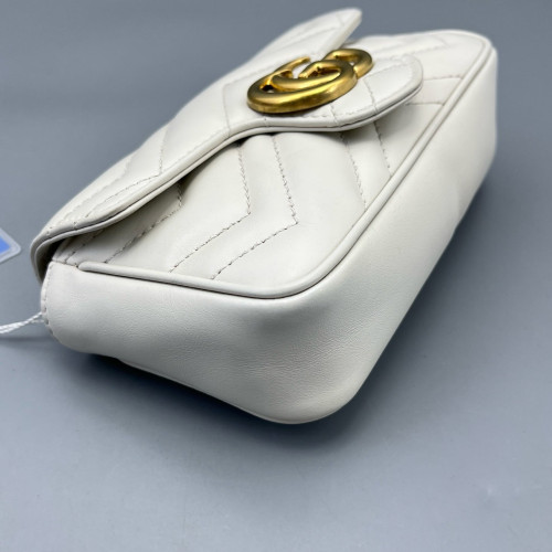 Gucci Diamante Super Mini GG Marmont Calfskin White