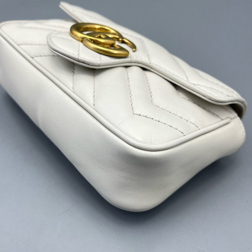 Gucci Diamante Super Mini GG Marmont Calfskin White