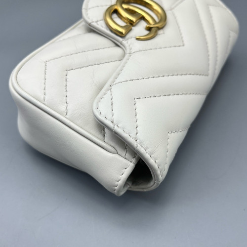 Gucci Diamante Super Mini GG Marmont Calfskin White