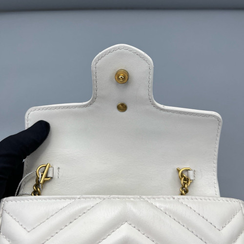 Gucci Diamante Super Mini GG Marmont Calfskin White