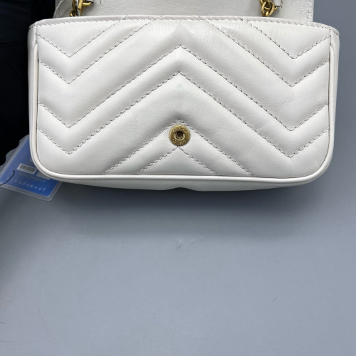 Gucci Diamante Super Mini GG Marmont Calfskin White
