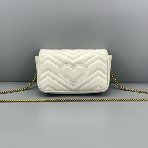 Gucci Diamante Super Mini GG Marmont Calfskin White