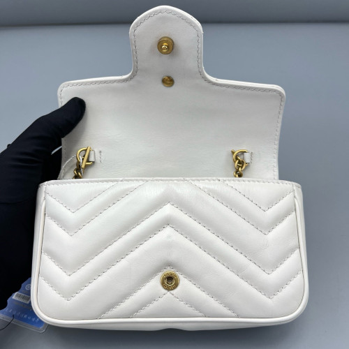 Gucci Diamante Super Mini GG Marmont Calfskin White