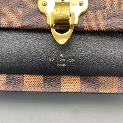 Louis Vuitton Vavin Chain Wallet Damier Ebene Brown Black