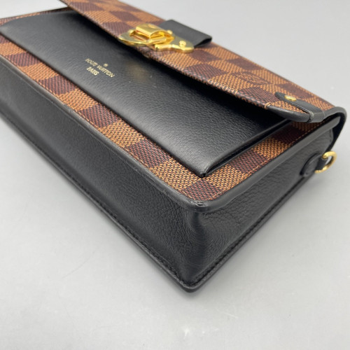 Louis Vuitton Vavin Chain Wallet Damier Ebene Brown Black