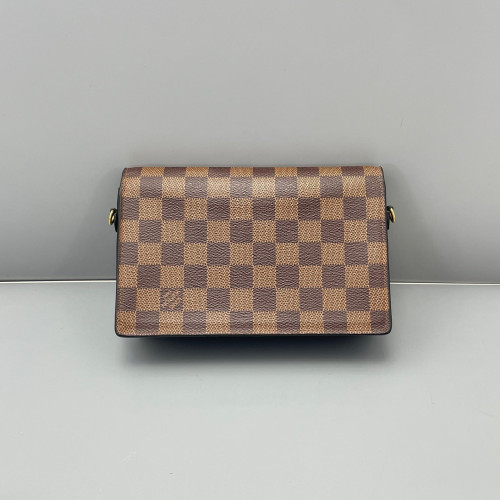 Louis Vuitton Vavin Chain Wallet Damier Ebene Brown Black