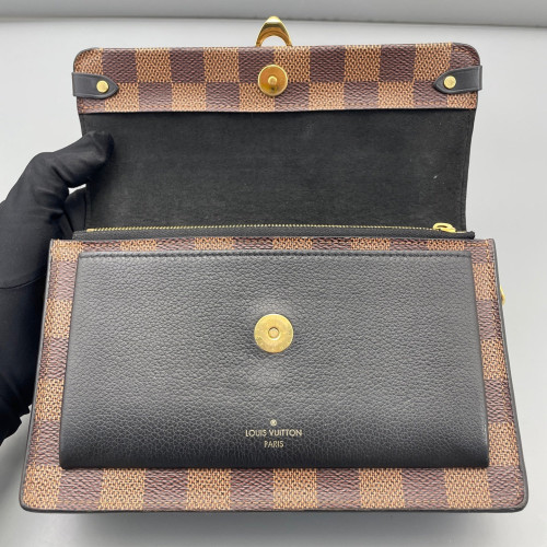 Louis Vuitton Vavin Chain Wallet Damier Ebene Brown Black