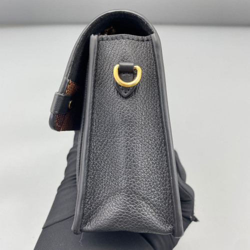 Louis Vuitton Vavin Chain Wallet Damier Ebene Brown Black