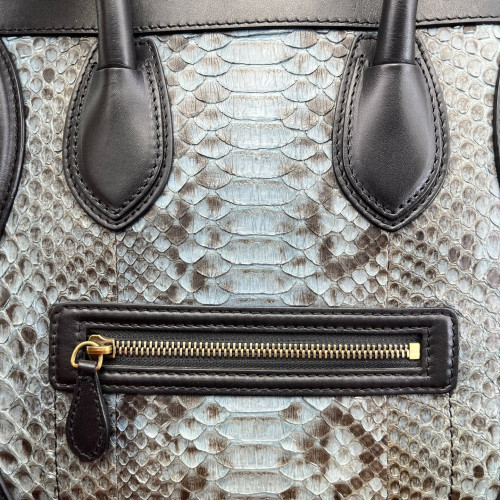 Celine Mini Luggage Python Calfskin Black Blue