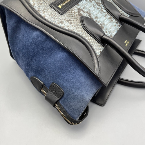Celine Mini Luggage Python Calfskin Black Blue