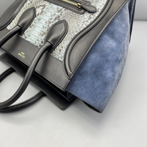 Celine Mini Luggage Python Calfskin Black Blue