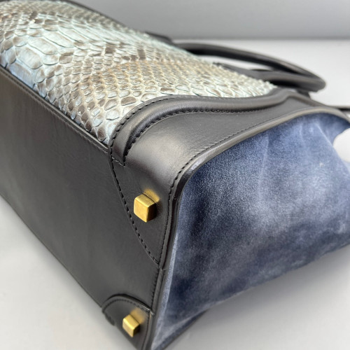 Celine Mini Luggage Python Calfskin Black Blue