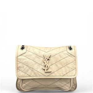 Yves Saint Laurent Baby Niki Chain Pull Up Leather Beige