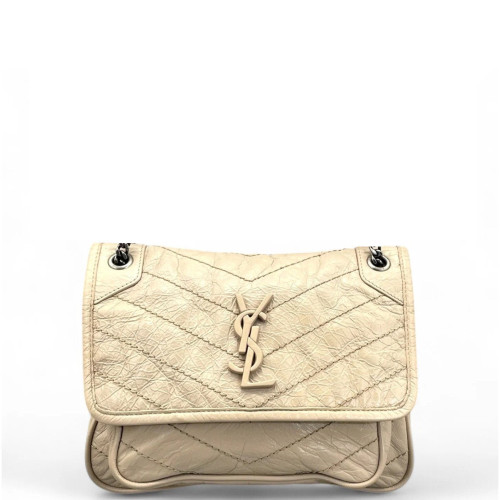 Yves Saint Laurent Baby Niki Chain Pull Up Leather Beige