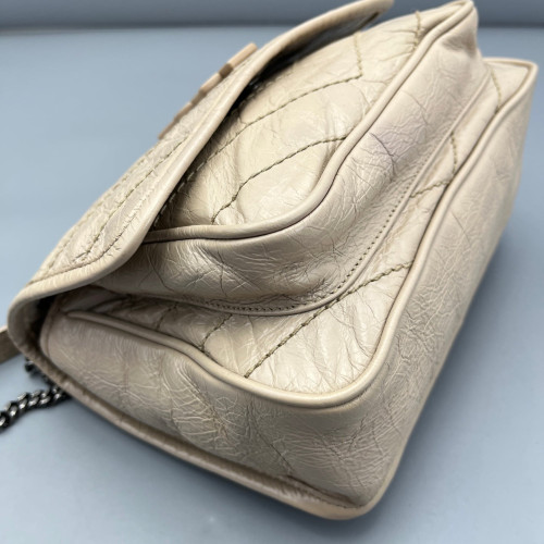 Yves Saint Laurent Baby Niki Chain Pull Up Leather Beige