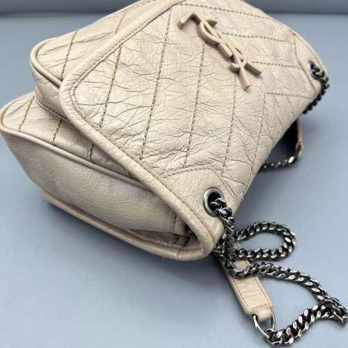 Yves Saint Laurent Baby Niki Chain Pull Up Leather Beige