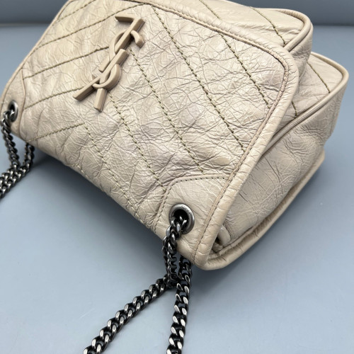 Yves Saint Laurent Baby Niki Chain Pull Up Leather Beige