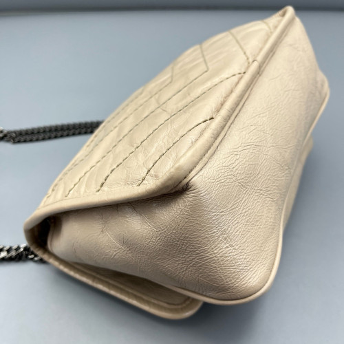 Yves Saint Laurent Baby Niki Chain Pull Up Leather Beige