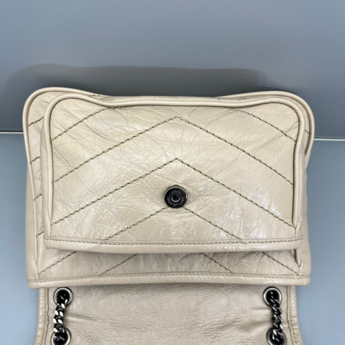 Yves Saint Laurent Baby Niki Chain Pull Up Leather Beige