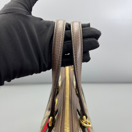 Gucci Web Tote Bag GG Supreme Monogram Beige Ebony Dark Brown