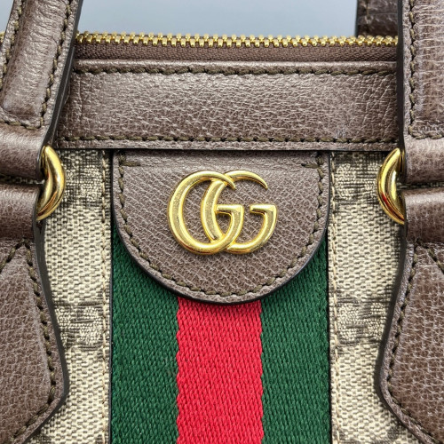 Gucci Web Tote Bag GG Supreme Monogram Beige Ebony Dark Brown