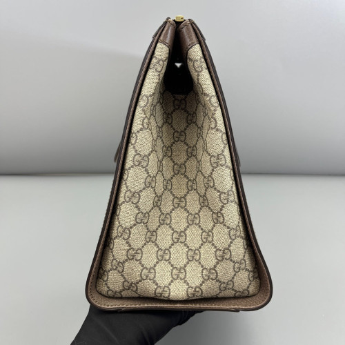 Gucci Web Tote Bag GG Supreme Monogram Beige Ebony Dark Brown