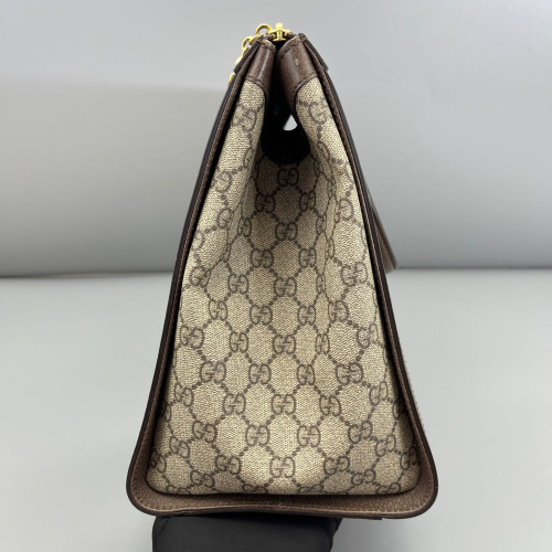 Gucci Web Tote Bag GG Supreme Monogram Beige Ebony Dark Brown