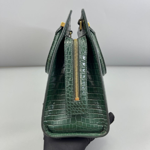 Yves Saint Laurent Two-Way Bag Calfskin Crocodile Embossed Dark Green Yves Saint Laurent Two-Way Bag Calfskin Crocodile Embossed Dark Green