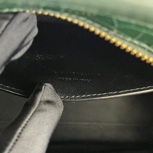 Yves Saint Laurent Two-Way Bag Calfskin Crocodile Embossed Dark Green Yves Saint Laurent Two-Way Bag Calfskin Crocodile Embossed Dark Green