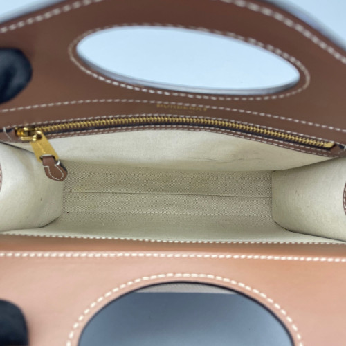 Burberry Mini Two Tone Pocket Bag Canvas Calfskin Brown Beige Burberry Mini Two Tone Pocket Bag Canvas Calfskin Brown Beige