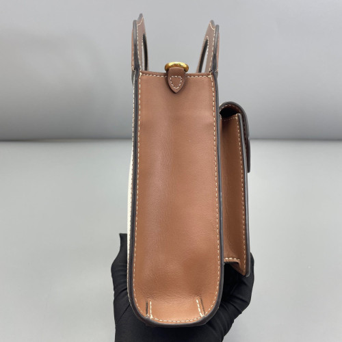 Burberry Mini Two Tone Pocket Bag Canvas Calfskin Brown Beige Burberry Mini Two Tone Pocket Bag Canvas Calfskin Brown Beige