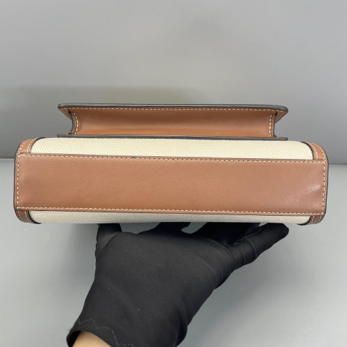 Burberry Mini Two Tone Pocket Bag Canvas Calfskin Brown Beige Burberry Mini Two Tone Pocket Bag Canvas Calfskin Brown Beige