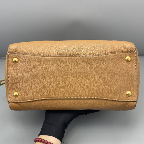 Prada Tote Bag Grained Calfskin Natural Tan