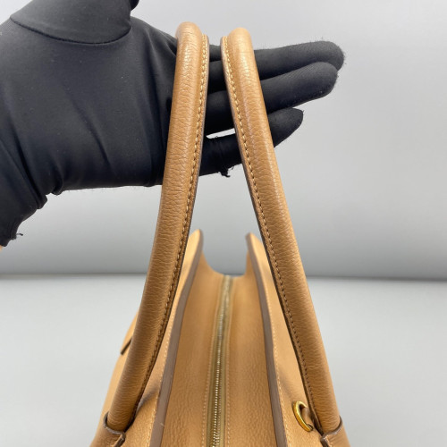 Prada Tote Bag Grained Calfskin Natural Tan