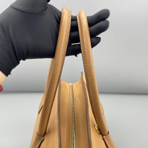 Prada Tote Bag Grained Calfskin Natural Tan