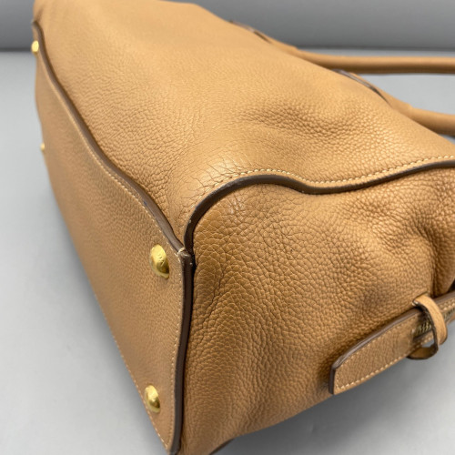 Prada Tote Bag Grained Calfskin Natural Tan