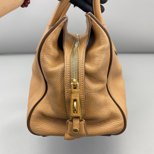 Prada Tote Bag Grained Calfskin Natural Tan