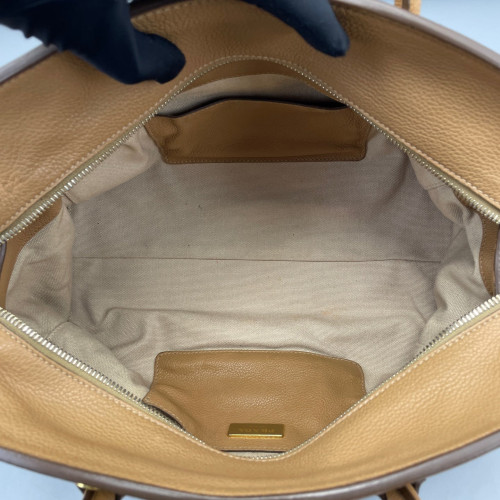 Prada Tote Bag Grained Calfskin Natural Tan