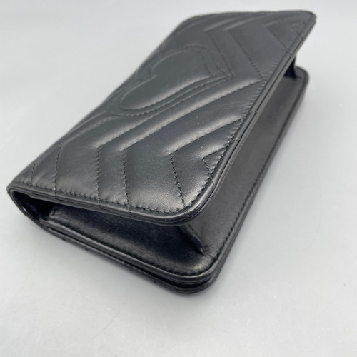 Gucci Chevron GG Marmont Chain Wallet Calfskin Black Gucci Chevron GG Marmont Chain Wallet Calfskin Black