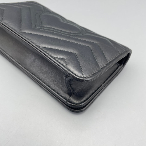 Gucci Chevron GG Marmont Chain Wallet Calfskin Black Gucci Chevron GG Marmont Chain Wallet Calfskin Black