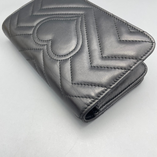 Gucci Chevron GG Marmont Chain Wallet Calfskin Black Gucci Chevron GG Marmont Chain Wallet Calfskin Black