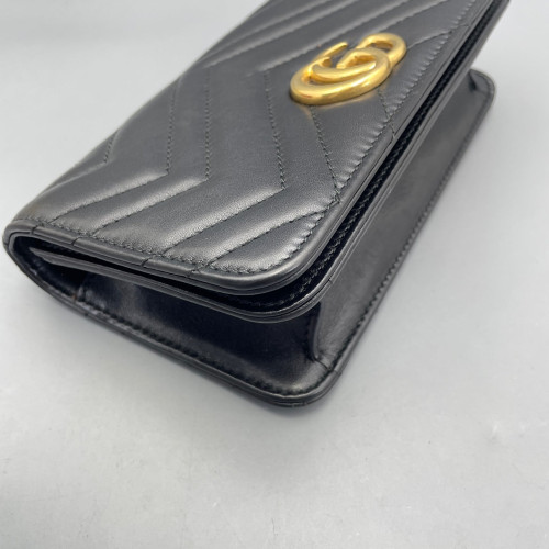 Gucci Chevron GG Marmont Chain Wallet Calfskin Black Gucci Chevron GG Marmont Chain Wallet Calfskin Black