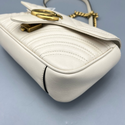 Gucci Chevron Mini GG Marmont Calfskin White Gucci Chevron Mini GG Marmont Calfskin White